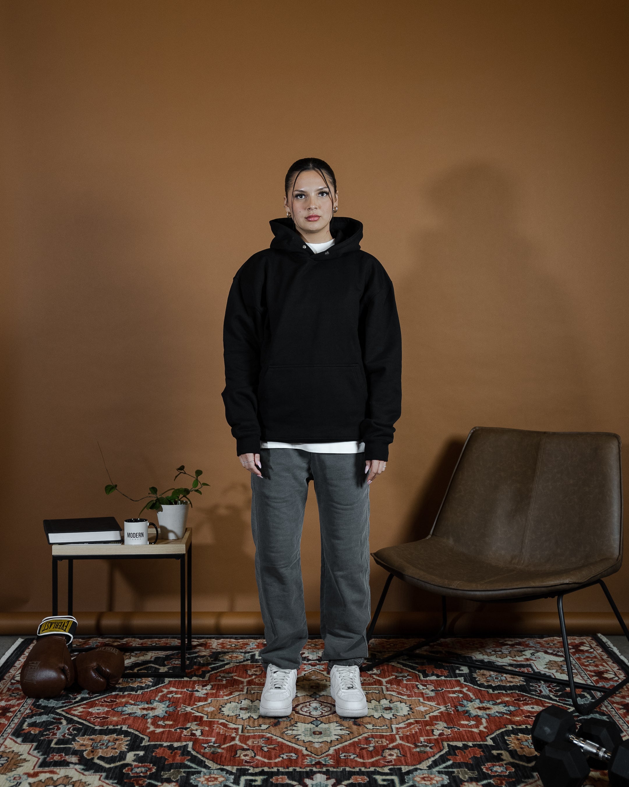 SNAP CLOSURE HOODIE - JET BLACK